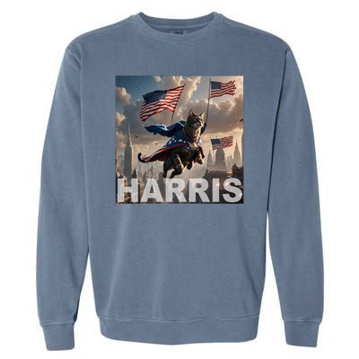 Harris 2024 Childless Cat Funny Usa Election Garment-Dyed Sweatshirt