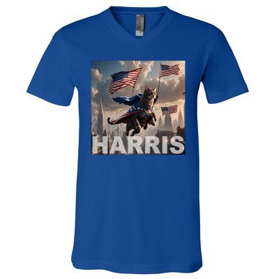 Harris 2024 Childless Cat Funny Usa Election V-Neck T-Shirt