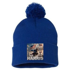 Harris 2024 Childless Cat Funny Usa Election Pom Pom 12in Knit Beanie