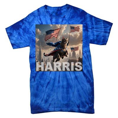 Harris 2024 Childless Cat Funny Usa Election Tie-Dye T-Shirt