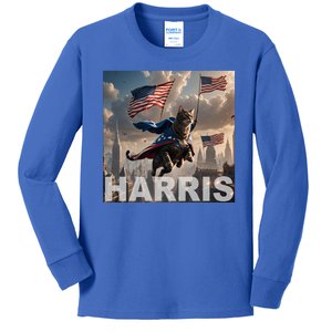 Harris 2024 Childless Cat Funny Usa Election Kids Long Sleeve Shirt