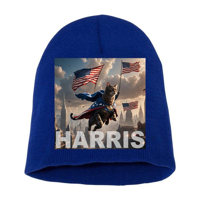 Harris 2024 Childless Cat Funny Usa Election Short Acrylic Beanie