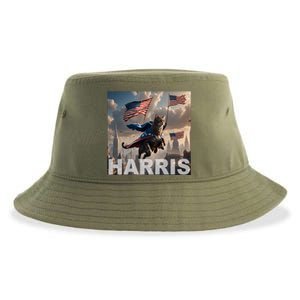 Harris 2024 Childless Cat Funny Usa Election Sustainable Bucket Hat