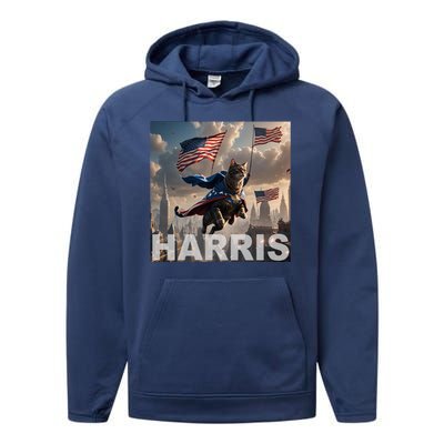 Harris 2024 Childless Cat Funny Usa Election Performance Fleece Hoodie