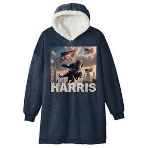 Harris 2024 Childless Cat Funny Usa Election Hooded Wearable Blanket