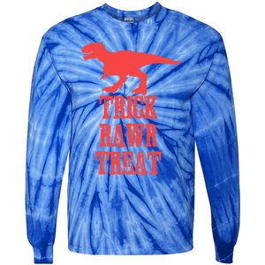 Halloween 2020 Costume Trick Rawr Treat Gift Tie-Dye Long Sleeve Shirt