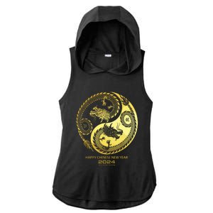 Happy 2024 Chinese New Year 2024 Year Of The Dragon 2024 Ladies PosiCharge Tri-Blend Wicking Draft Hoodie Tank