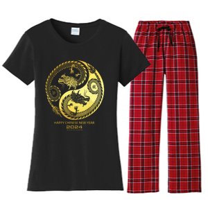 Happy 2024 Chinese New Year 2024 Year Of The Dragon 2024 Women's Flannel Pajama Set