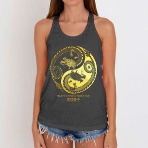 Happy 2024 Chinese New Year 2024 Year Of The Dragon 2024 Women's Knotted Racerback Tank