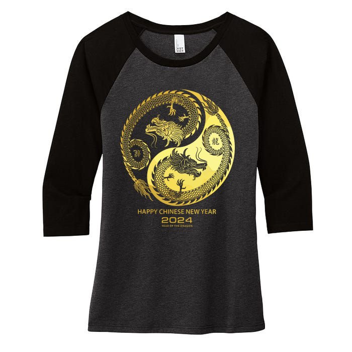 Happy 2024 Chinese New Year 2024 Year Of The Dragon 2024 Women's Tri-Blend 3/4-Sleeve Raglan Shirt