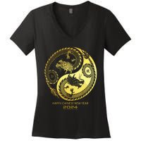 Happy 2024 Chinese New Year 2024 Year Of The Dragon 2024 Women's V-Neck T-Shirt