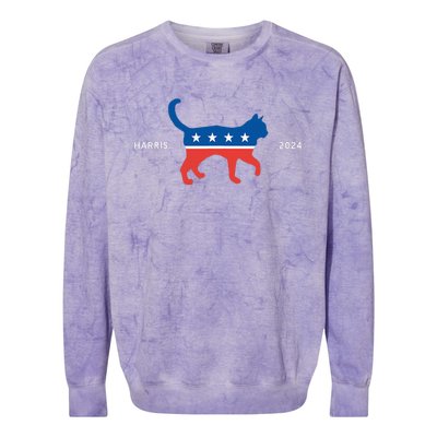 Harris 2024 Democrat Cat Vote For Kamala Walz Election Colorblast Crewneck Sweatshirt