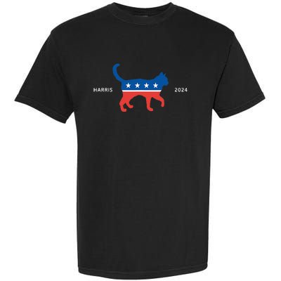 Harris 2024 Democrat Cat Vote For Kamala Walz Election Garment-Dyed Heavyweight T-Shirt