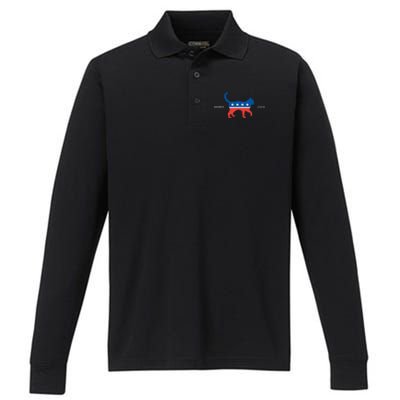 Harris 2024 Democrat Cat Vote For Kamala Walz Election Performance Long Sleeve Polo