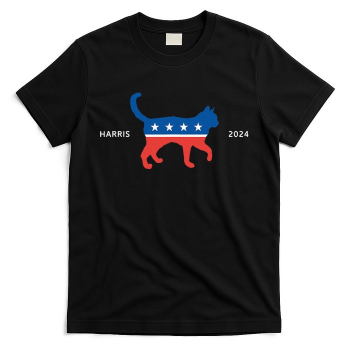 Harris 2024 Democrat Cat Vote For Kamala Walz Election T-Shirt