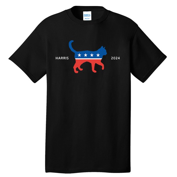 Harris 2024 Democrat Cat Vote For Kamala Walz Election Tall T-Shirt