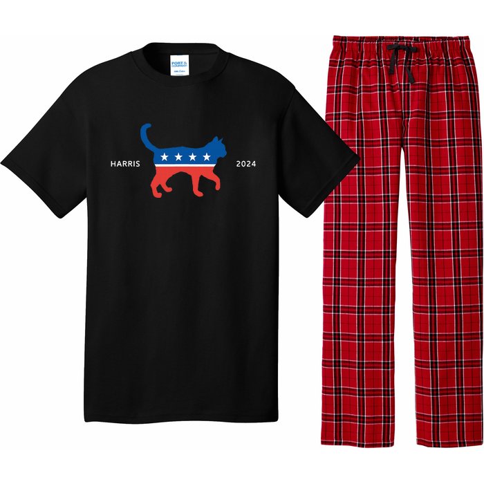 Harris 2024 Democrat Cat Vote For Kamala Walz Election Pajama Set