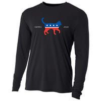 Harris 2024 Democrat Cat Vote For Kamala Walz Election Cooling Performance Long Sleeve Crew