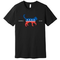 Harris 2024 Democrat Cat Vote For Kamala Walz Election Premium T-Shirt