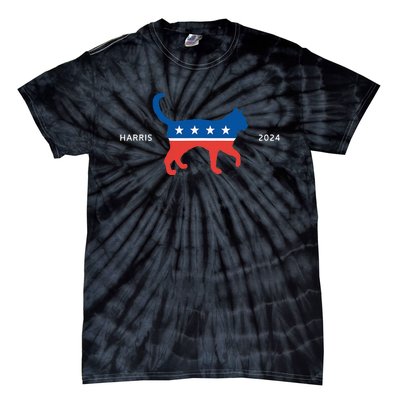 Harris 2024 Democrat Cat Vote For Kamala Walz Election Tie-Dye T-Shirt