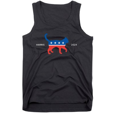 Harris 2024 Democrat Cat Vote For Kamala Walz Election Tank Top