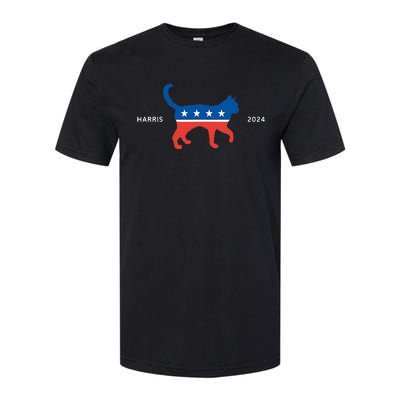 Harris 2024 Democrat Cat Vote For Kamala Walz Election Softstyle CVC T-Shirt