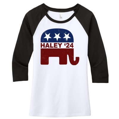 Haley 2024 Election Republican Women's Tri-Blend 3/4-Sleeve Raglan Shirt