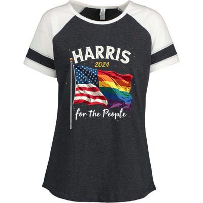 Harris 2024 For The People Usa Pride Flag Enza Ladies Jersey Colorblock Tee