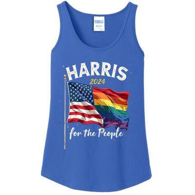 Harris 2024 For The People Usa Pride Flag Ladies Essential Tank