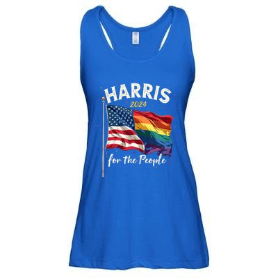 Harris 2024 For The People Usa Pride Flag Ladies Essential Flowy Tank