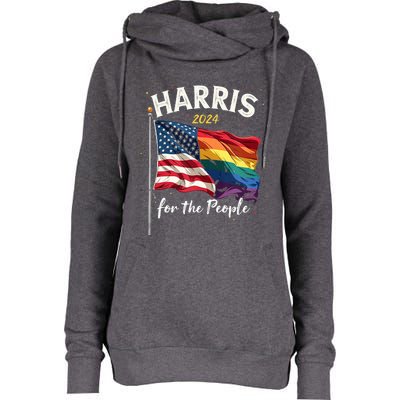 Harris 2024 For The People Usa Pride Flag Womens Funnel Neck Pullover Hood