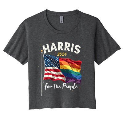 Harris 2024 For The People Usa Pride Flag Women's Crop Top Tee