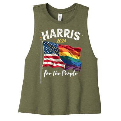 Harris 2024 For The People Usa Pride Flag Women's Racerback Cropped Tank