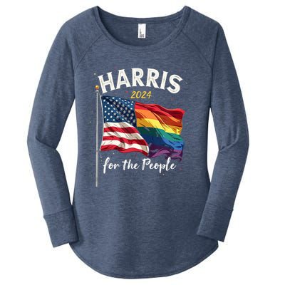 Harris 2024 For The People Usa Pride Flag Women's Perfect Tri Tunic Long Sleeve Shirt