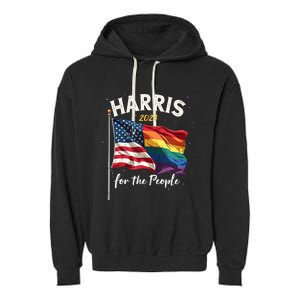 Harris 2024 For The People Usa Pride Flag Garment-Dyed Fleece Hoodie