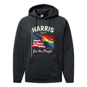 Harris 2024 For The People Usa Pride Flag Performance Fleece Hoodie