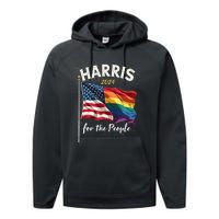 Harris 2024 For The People Usa Pride Flag Performance Fleece Hoodie