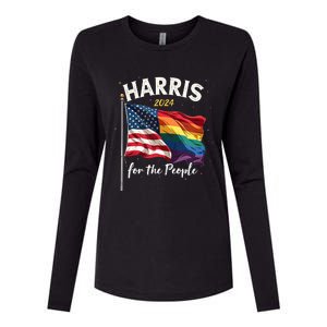 Harris 2024 For The People Usa Pride Flag Womens Cotton Relaxed Long Sleeve T-Shirt