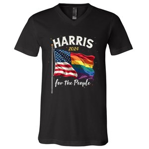 Harris 2024 For The People Usa Pride Flag V-Neck T-Shirt