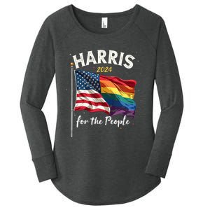 Harris 2024 For The People Usa Pride Flag Women's Perfect Tri Tunic Long Sleeve Shirt