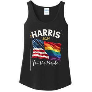 Harris 2024 For The People Usa Pride Flag Ladies Essential Tank