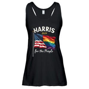 Harris 2024 For The People Usa Pride Flag Ladies Essential Flowy Tank