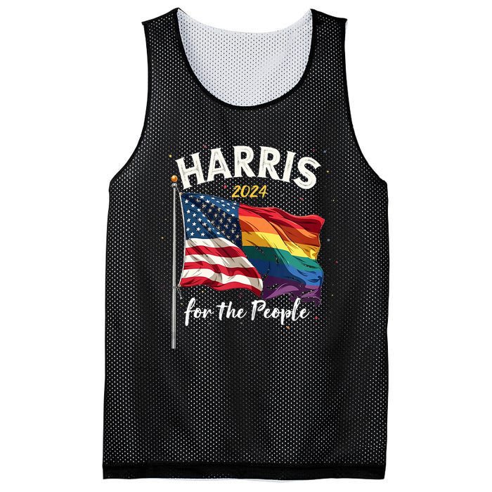 Harris 2024 For The People Usa Pride Flag Mesh Reversible Basketball Jersey Tank