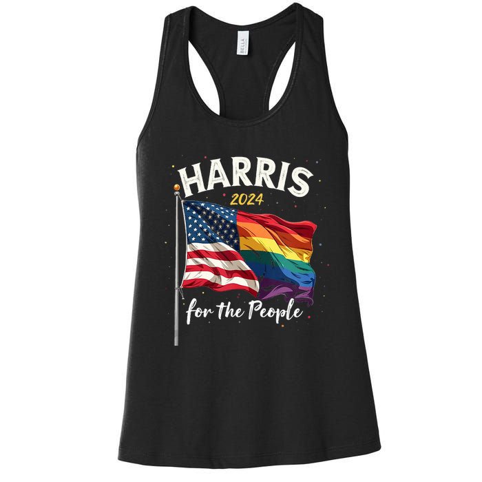 Harris 2024 For The People Usa Pride Flag Women's Racerback Tank