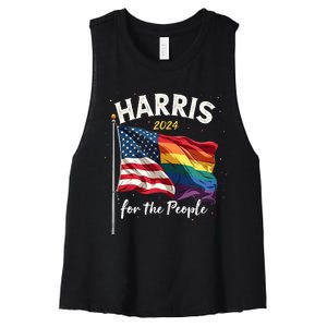 Harris 2024 For The People Usa Pride Flag Women's Racerback Cropped Tank