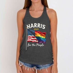 Harris 2024 For The People Usa Pride Flag Women's Knotted Racerback Tank