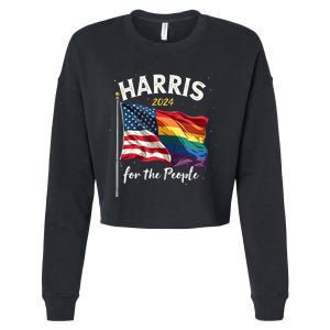 Harris 2024 For The People Usa Pride Flag Cropped Pullover Crew