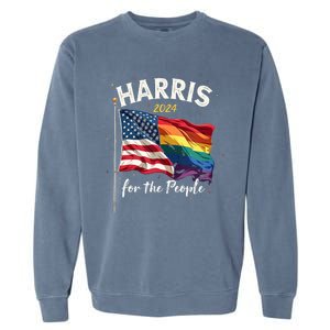 Harris 2024 For The People Usa Pride Flag Garment-Dyed Sweatshirt