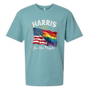 Harris 2024 For The People Usa Pride Flag Sueded Cloud Jersey T-Shirt