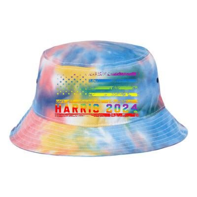 Harris 2024 For President Lgbt Flag Tie Dye Newport Bucket Hat